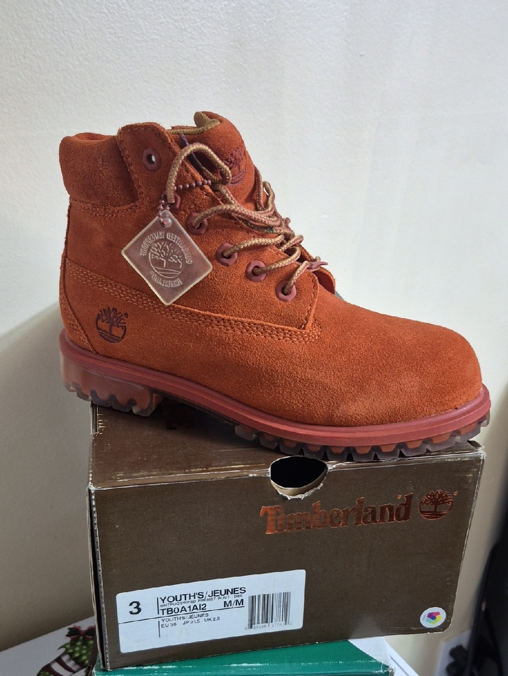 Timberland Kids Orange Suede Lace-Up Boot